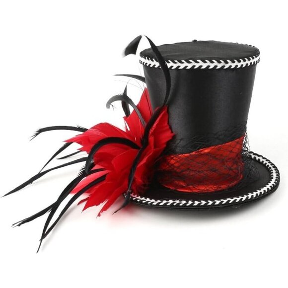 Mini Red Feather Fascinator Hat Womens Wedding Cocktail Party Accessory